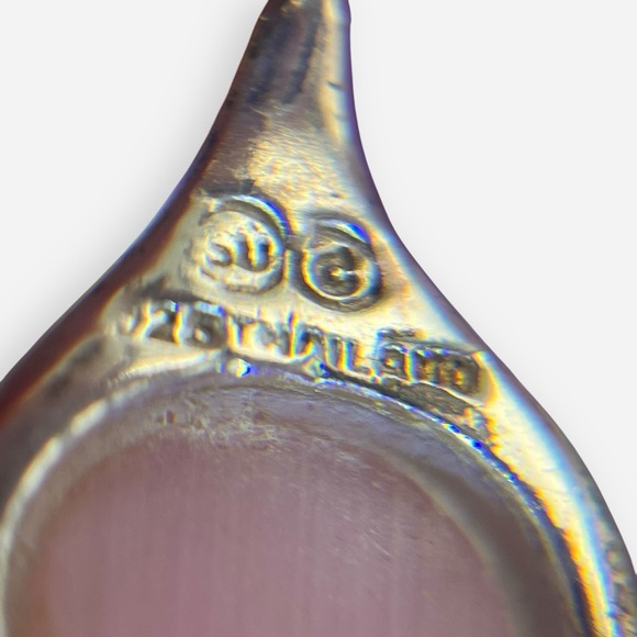 SU Thailand Pink Mother of Pearl Teardrop Earrings Pendant Sterling Silver Set - Picture 4 of 6